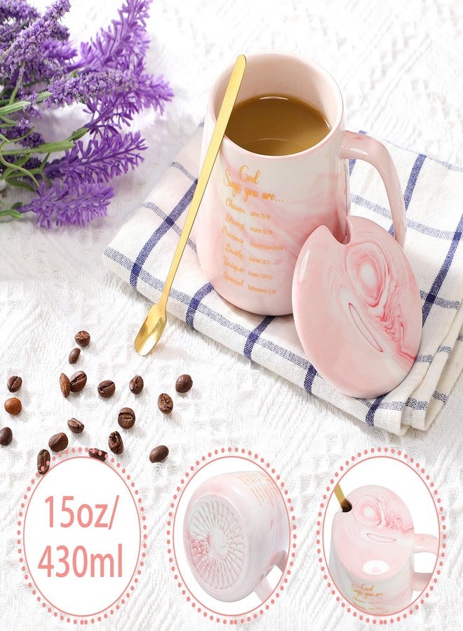 Nitial Bible Verse Coffee Mug Warmer Set for Women Pink Christian Gifts Marble Mug Warming Plate Birthday Gift Christmas Graduation Gifts for Coworker Volunteer Teacher - Image 2